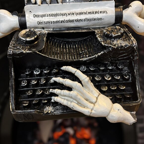 Halloween Typewriter Skeleton Hand Resin Poe Spooky Table Top Decor Figurine - Picture 3 of 9